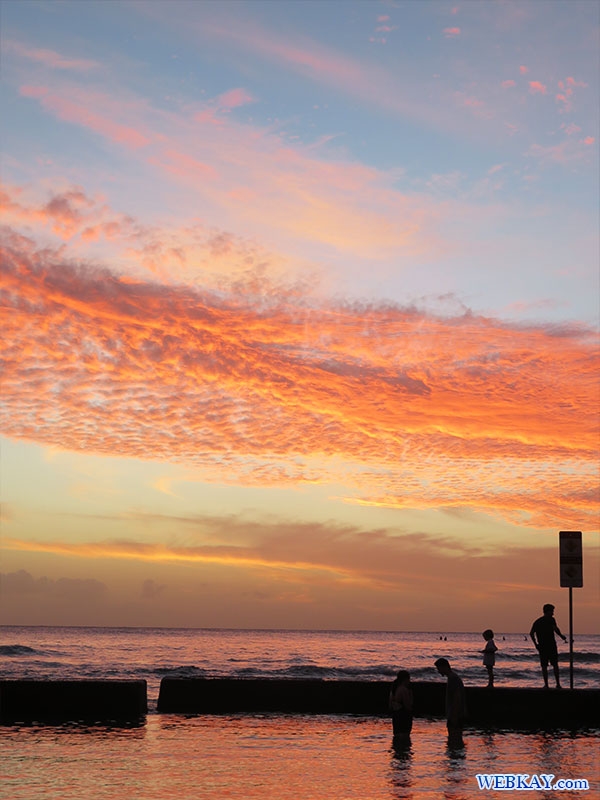 ハワイ ワイキキビーチ 風景 サンセット 夕暮れ 夕焼け 海景色 Hawaii Waikiki Beach Sunset