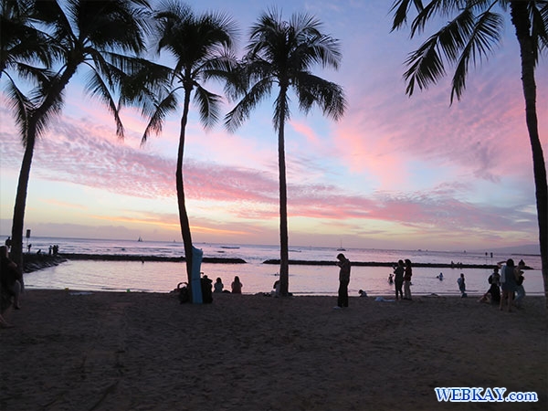 ハワイ ワイキキビーチ 風景 サンセット 夕暮れ 夕焼け 海景色 Hawaii Waikiki Beach Sunset