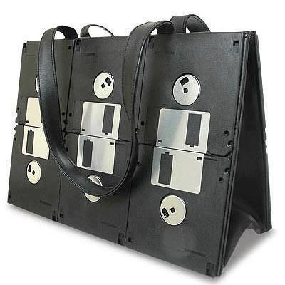 messenger bag out of old floppy disks